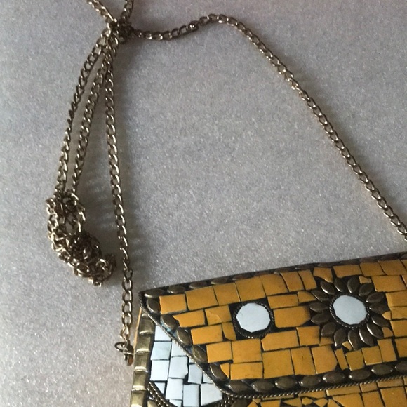 Mosaic Yellow and White Clutch Antik Kraft - Picture 2 of 7